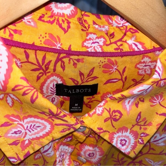 Talbots Climbing Jacobean Orange Floral Button Down - Picture 7 of 7